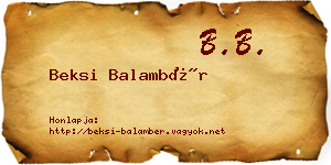 Beksi Balambér névjegykártya
